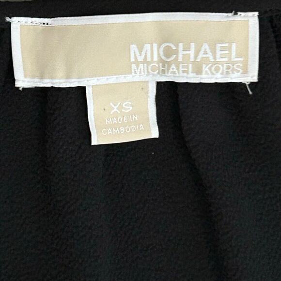 Michael Kors Women’s Black Elastic Waist Tie Long Sleeve Round Neck Top XS - Picture 5 of 7